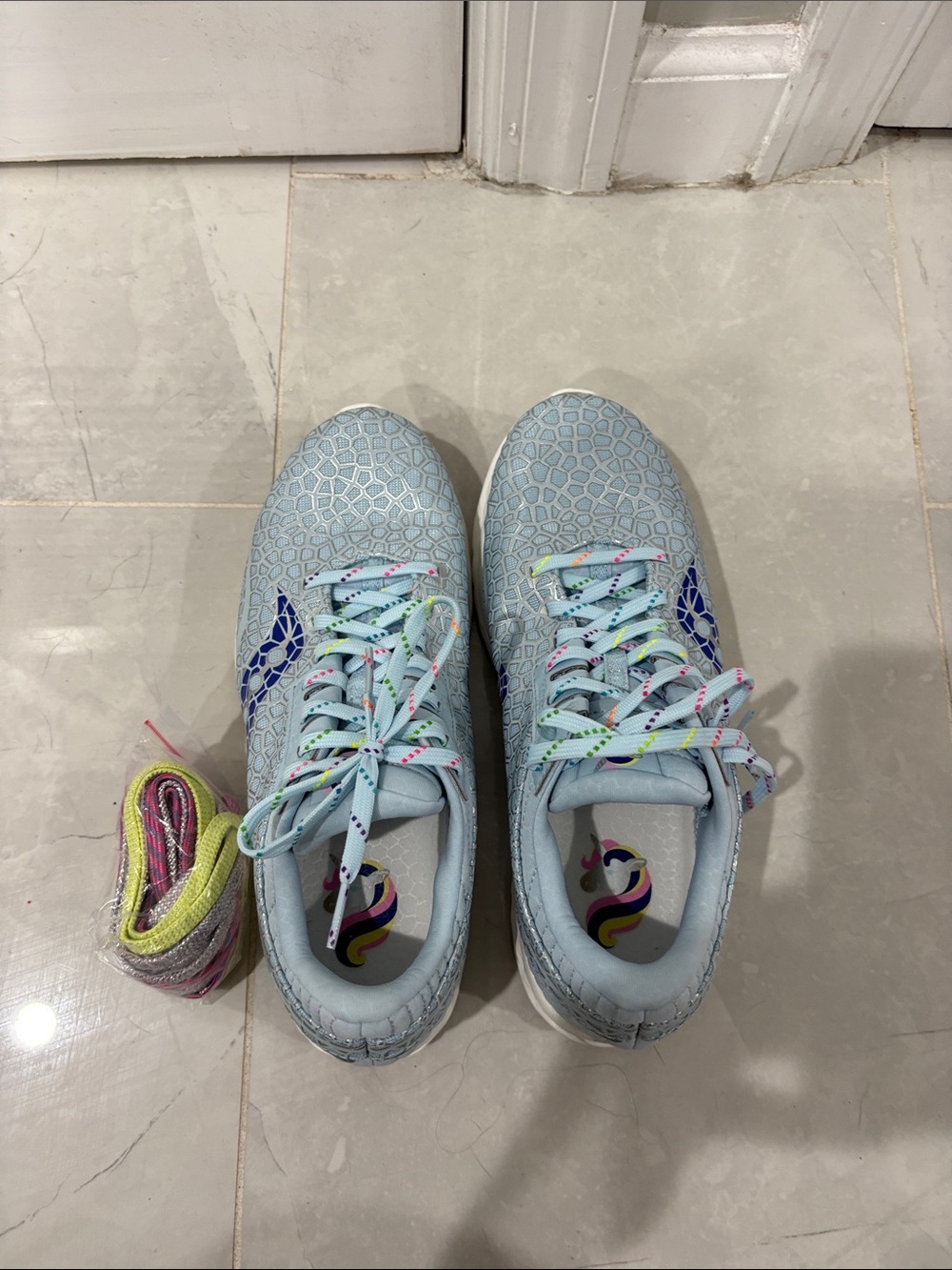 Saucony Light Blue womens Sneakers with Multicolor Lace Accents